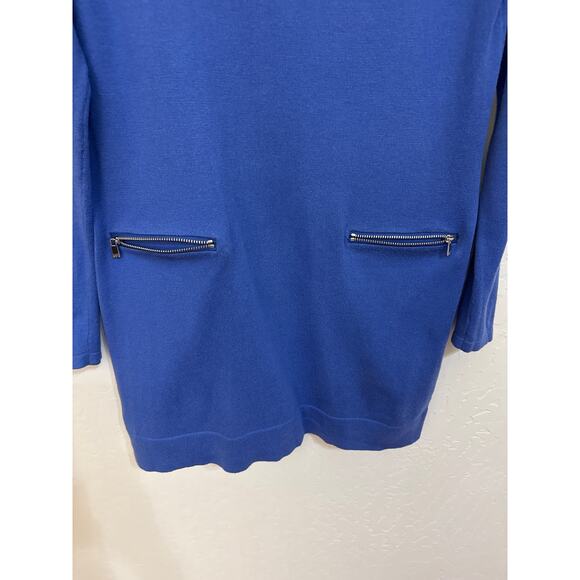 Michael Kors Blue Knit Sweater Dress with Zipper Pockets - Size Medium - Picture 5 of 11